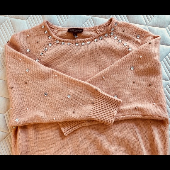TOPSHOP RARE PINK JEWEL EMBELLISHED SWEATER 0/XS - Picture 4 of 8